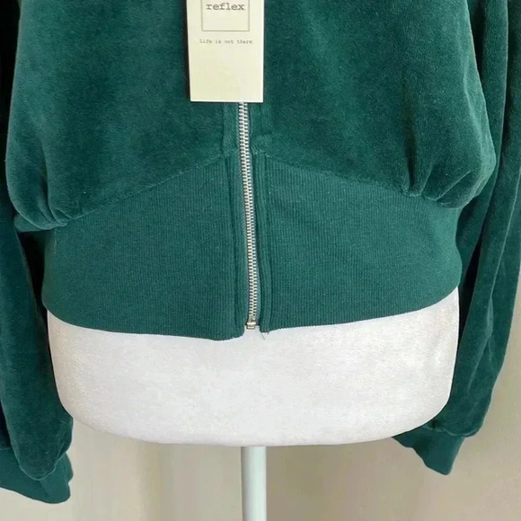 Reflex Green Zip Front Velour Hoodie - Picture 6 of 14